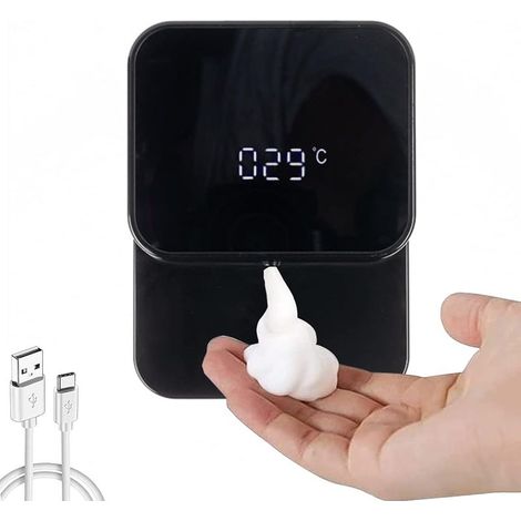 Trimec – Automatischer Wandseifenspender – Infrarotsensor – LED-Anzeige – 280 ml Fassungsvermögen – Bohrfreie Montage – Schwarz (1/5)