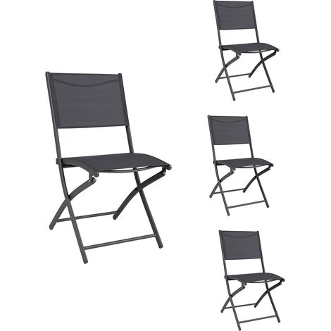 Lot de 4 chaises en textilene gris pliable
