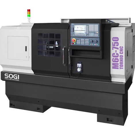 Tornio CNC ad autoapprendimento SOGI M6C-750 460x750 mm - controllo numerico SIEMENS 808D + accessori (1/5)