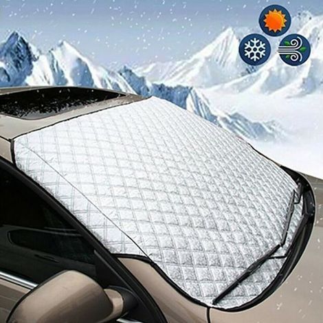 Protection de pare-brise pour voiture, hiver, protection contre le givre et le gel, protection solaire, blanc, taille unique (1/5)