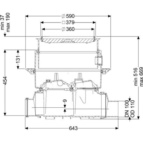 Tuyau de nettoyage Controlfix DN 100, plaque de base, carrelable