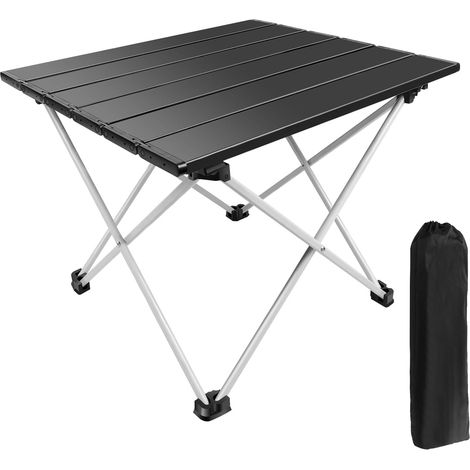 Table de Camping Portable, Table de Pique-nique à Roulettes, Table d'extérieur Légère Pliante en Aluminium avec Sac de Transport pour chacun, Pêche, BARBECUE, Randonnée, Pêche, 40x35x32cm, Noir (1/5)