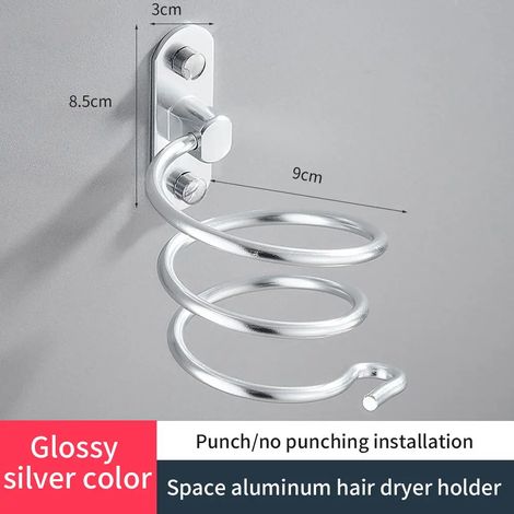 Étagère murale (argentée) pour sèche-cheveux et lisseur, accessoires inclus, modèle WB8022 (1/5)