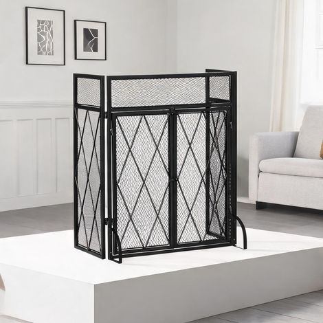 Cheminée électrique noir pliable en acier 120 x 1 x 79 cm (1/5)
