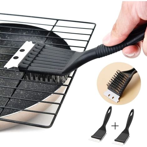 Ensemble de brosses métalliques en et grattoir pour gril 2 Acier Inoxydable (1/4)