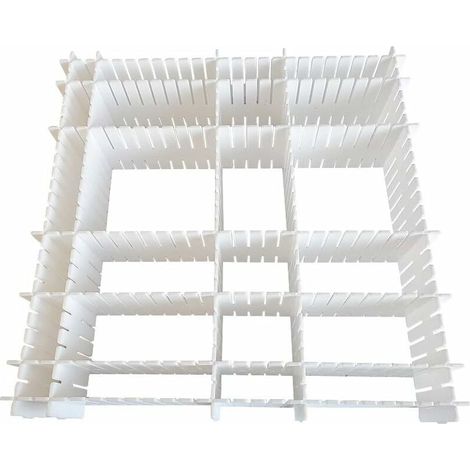 Organisateur de Tiroir, 12 Unité(s), Grille Diviseur de tiroir, Réglable, Séparateurs de Tiroir en Plastique pour sous-vêtements, Chaussettes, Ceintures, Fournitures de Bureau (Blanc) (1/5)