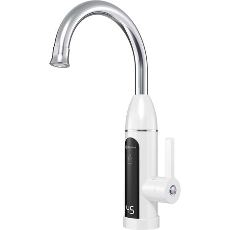 Aqualine Rio - Elektrische Spülbeckenarmatur, 3 kW, weiß/Edelstahl 211086 (1/5)