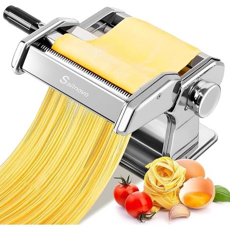 Fresh Pasta Maker, 180 Aluminium Pasta Machines with 9 Adjustable Thickness Settings and 2 Cutters, Pasta Maker is Perfect for Pasta, Pasta, Dough Rolling Mill (Silver) (1/5)