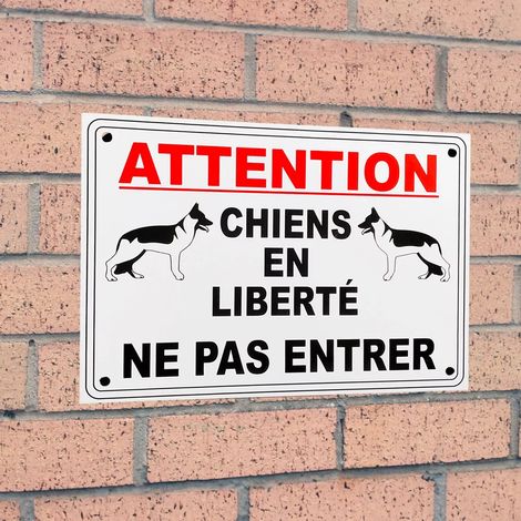 Ultra Secure – Panneau de signalisation extérieur 'Attention chiens en liberté ne pas entrer' – PVC 900 microns – Fixation par trous pré-percés – 210mm x 297mm (1/2)