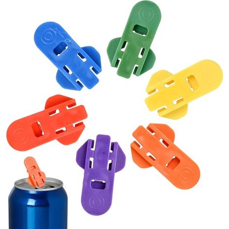 Juego de 6 abrelatas manuales, coloridos y portátiles, ideales para abrir latas de bebidas y alimentos. (1/5)