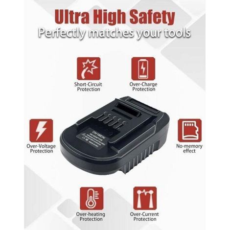 Adaptateur De Batterie - Pour Milwaukee 18 V Et Dewalt 20 V - Compatible Avec Outils Einhell 18 V - Dimensions 12,5 X 9 X 6,5 Cm - 1 Pièce (1/4)