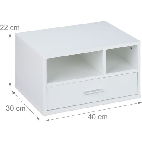 Pratico supporto per stampante con cassetto e scomparti scrivania 80 x 40 x 30 cm in legno bianco 130016023