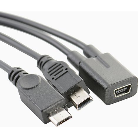 Charging cable for navigator/onboard camera, 1 to 2 pins (mini female to mini 5-pin male + micro 5-pin male) (1/5)