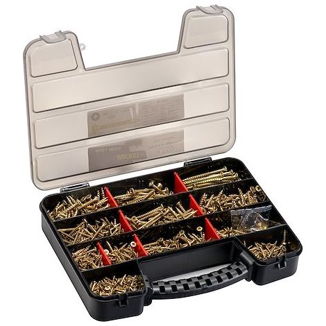 Vis à bois et aggloméré Rocket empreinte Pozi, acier bichromaté - Coffret de 1000 vis + 2 embouts PZ2 - Maxiburo (1/3)
