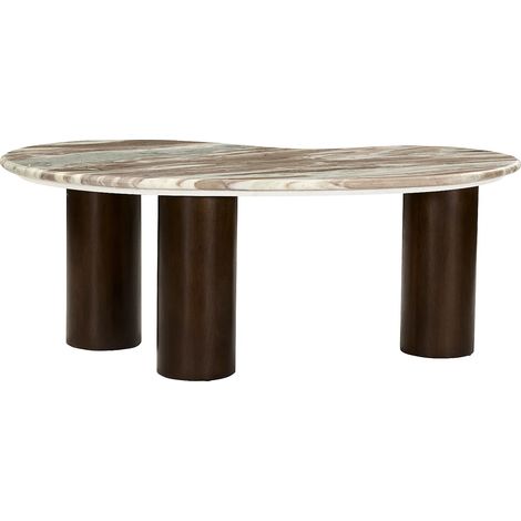 Table basse en marbre et bois d'acacia - Beige et Naturel foncé - DALIZAY (1/5)