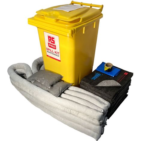 Kit de déversement contient 1 ruban de danger, 160 tampons, 2 coussins, 4 sacs et attaches, 80 chaussettes de 3 m ( Prix pour 1 Kit )