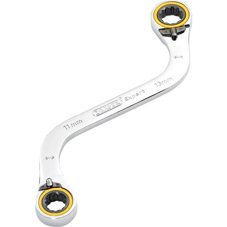 Draper 03943 Draper Expert HI-TORQ Double Ring Ratchet S-Shape Spanner, 11 x 13mm