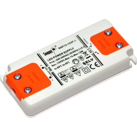 Barcelona Led – Alimentation LED 12W 12V DC ultra plate – Câble mini AMP inclus – Protection IP20 – Température max 45ºC – Pour lampes LED - DC 1 A