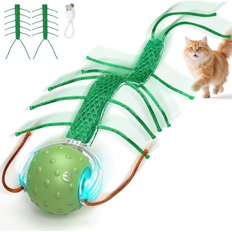 Interactif Jouet pour Chats lnterieur Noel - Jouets Jeu Balle Chat Automatique Mobiles,3 Vitesses, USB-C, Design Silencieux Jeux Chat Appartement, (Noël/Anniversaire) (Vert) (1/5)