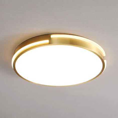 Plafonnier LED nordique – 40 cm – 36W – Ultra plat – Éclairage latéral – Cuivré – Couloir/entrée/bureau/salon