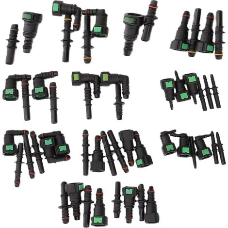Kit de réparation de conduites de carburant SAE : assortiment de raccords rapides (diamètre intérieur : 11,8 mm, 9,89 mm, 9,49 mm, 7,89 mm, 6,30 mm, 10 mm, 8 mm, 6 mm, 3 mm). (1/5)
