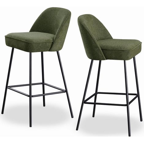 Jymtom – Lot de 2 tabourets de bar en métal – Hauteur d'assise 75cm – Dossier rembourré et coussin à ressorts – Pour cuisine et restaurants (1/5)