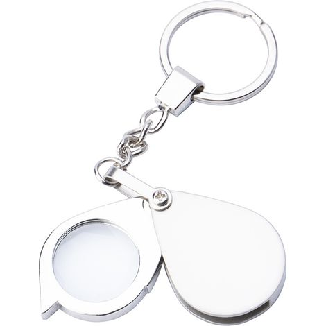Lntyq Petite loupe de poche grossissante 20 x en métal et verre 30 mm avec porte-clés - Mini loupe de lecture portable pliable pour la lecture de pièces de monnaie et les loisirs