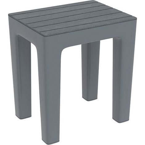 Sgabello bagno e casa in plastica effetto legno Colore grigio 38x29x41,5 cm Feridras Linea Woody