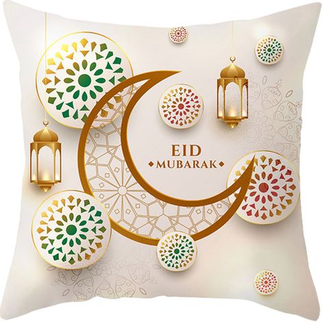 Housse de coussin en velours peau de pêche Golden Moon à imprimé ethnique (1/2)