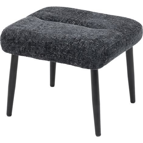 Tabouret rembourré avec pieds en acier, repose-pieds en tissu chenille 45 x 41 x 38 cm, gris foncé (1/5)