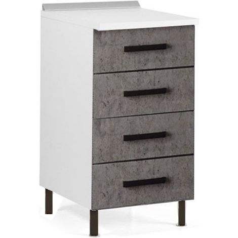 Cajonera para cocina de hormigón gris 4 cajones en madera de melamina cm H 85x50x40