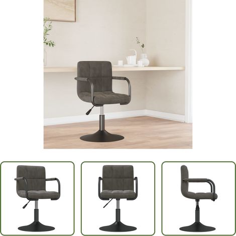 Chaise pivotante - Tabouret de bar Gris foncé Velours (1/5)