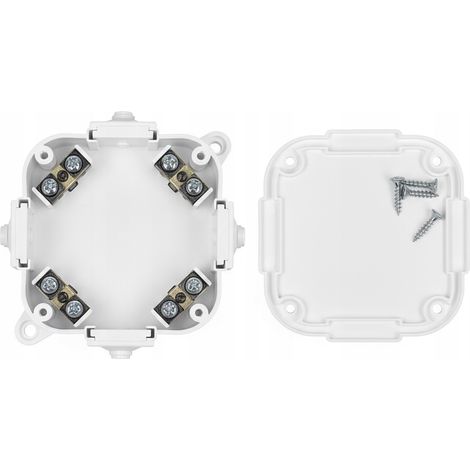 Boîte de dérivation étanche en saillie avec bornier à vis 4 entrées IP44 88x88x40 mm blanc - Edo Technic VP-74 (1/5)
