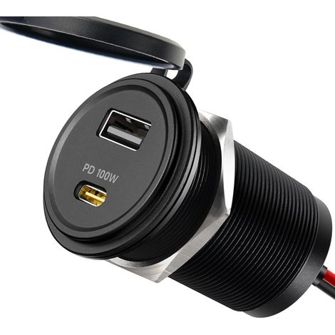 Prise USB C 12V 100W Camping-Car Encastrable Aluminium Chargeur, PD3.0 USB-C (1/5)