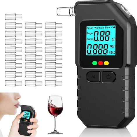 Alcootest Électronique Double Capteur - Éthylotest Numérique avec Écran LCD et 25 Embouts (1/5)