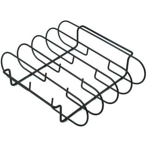 (Schwarzer) Rippchenhalter für Grillspieße, Rippchenhalterung aus Metall, Rippchenhalter zum Grillen und Räuchern, Hähnchengrillrost, zum Grillen von Steaks, Rippchen und Hähnchen