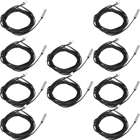Lot de 10 sondes de température à thermistance NTC, tête cylindrique 5 x 25 mm, câble de 2 mètres, résistance de 15 kΩ, référence B3950