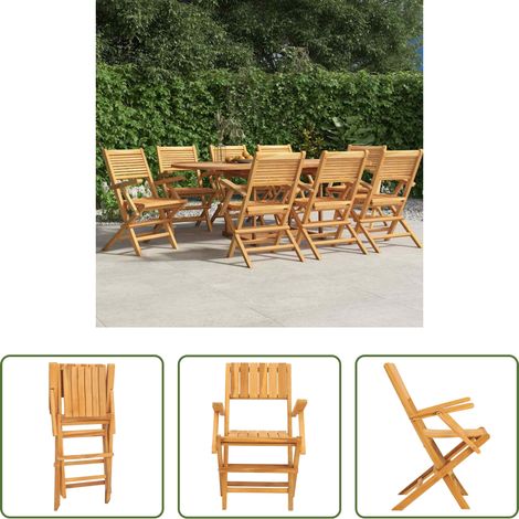Bois de teck -  Chaises de jardin pliantes lot de 8 55x62x90cm bois massif teck (1/5)