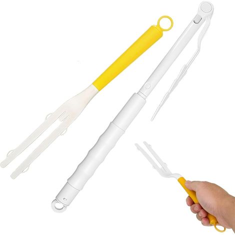 2 Pcs Plastic Handle Replacements with 1 Handle 1 Telescopic Pole Duster Handle Adjustable Length White and Yellow for Home Cleaning (1/5)