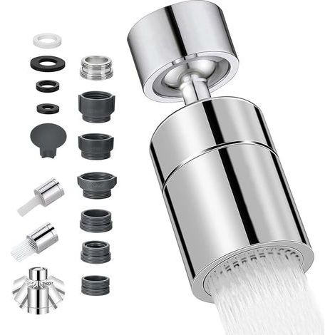 Tap Aerator, 360° Swivel Spout Kitchen Faucet, 2 Modes Aerator Tap Water Saving Tap for Kitchen Bathroom Sink