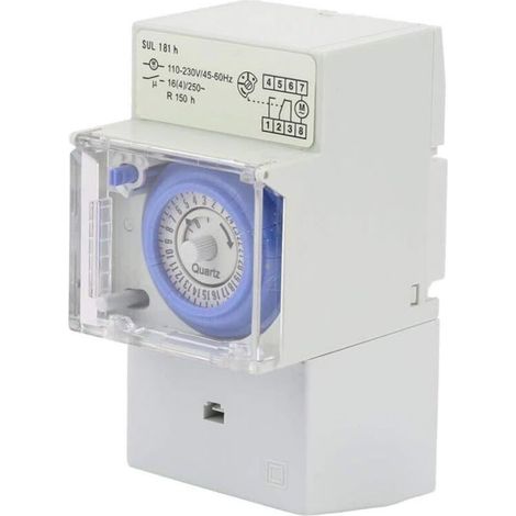 Minuterie modulaire, interrupteur de minuterie SUL181H 110-230V, convient aux chauffe-eau minuterie mécanique étanche programmable 24 heures, convient à l'éclairage et aux appareils ménagers. (1/4)