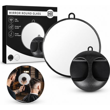 Miroir de coiffure rond, miroir avec poignée pour salon de coiffure rond (1/5)