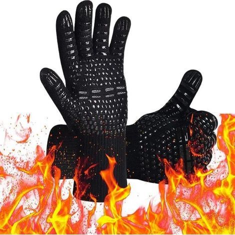 Ofenhandschuh, Grillhandschuh, rutschfester, hitzebeständiger Silikonhandschuh (bis 800 °C), universeller Ofenhandschuh zum Grillen, Barbecue und Kochen (1/4)
