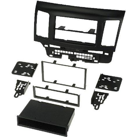 Facade Autoradio 1Din compatible avec Mitsubishi Lancer II - 08-10 - Noir - avec vide-poche