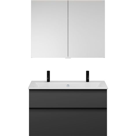 burgbad Eqio Set, compuesto por armario con espejo, lavabo