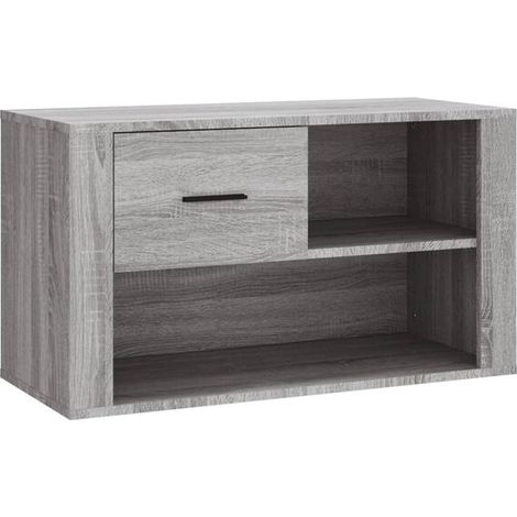 Meuble à chaussures gris Sonoma, dimensions 80x35x45 cm, en bois composite. (1/5)