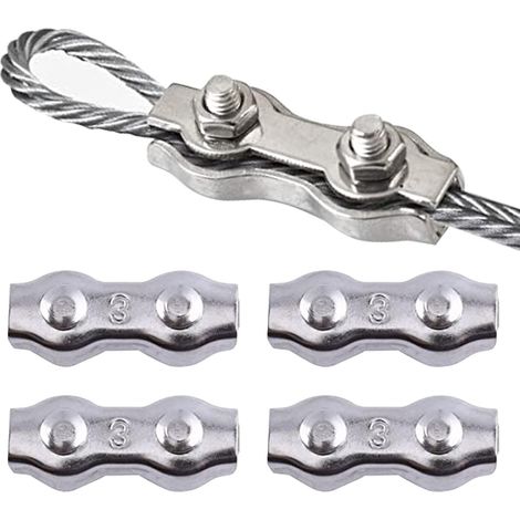 clips de cable dobles M3, clips de cable dobles de acero inoxidable, clips de cable de acero inoxidable M3 para fijar el toldo del tendedero (1/5)