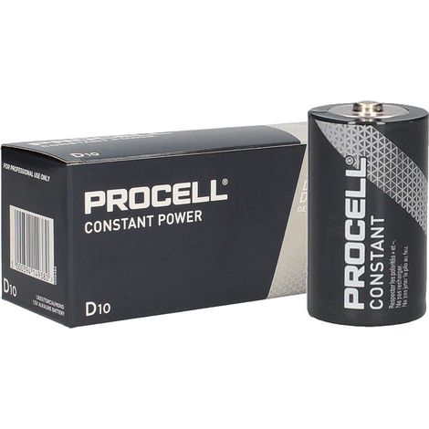 Scatola da 10 batterie alcaline industriali Procell LR20 (D) (1/2)