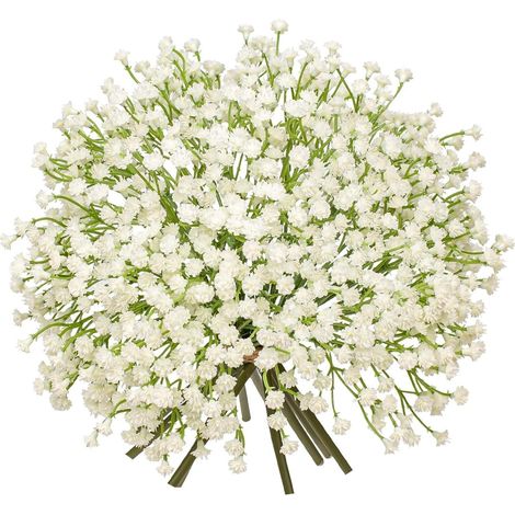 10 Stück Schleierkraut Gypsophila Kunstblumen Hochzeit Deko Beige (1/5)