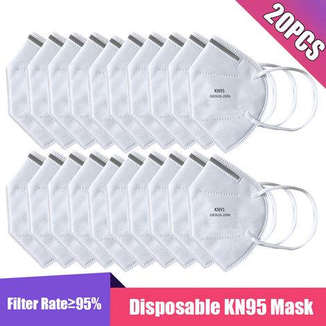 20 Stück KN95 Staubschutz-Atemschutzmasken (PM2.5)